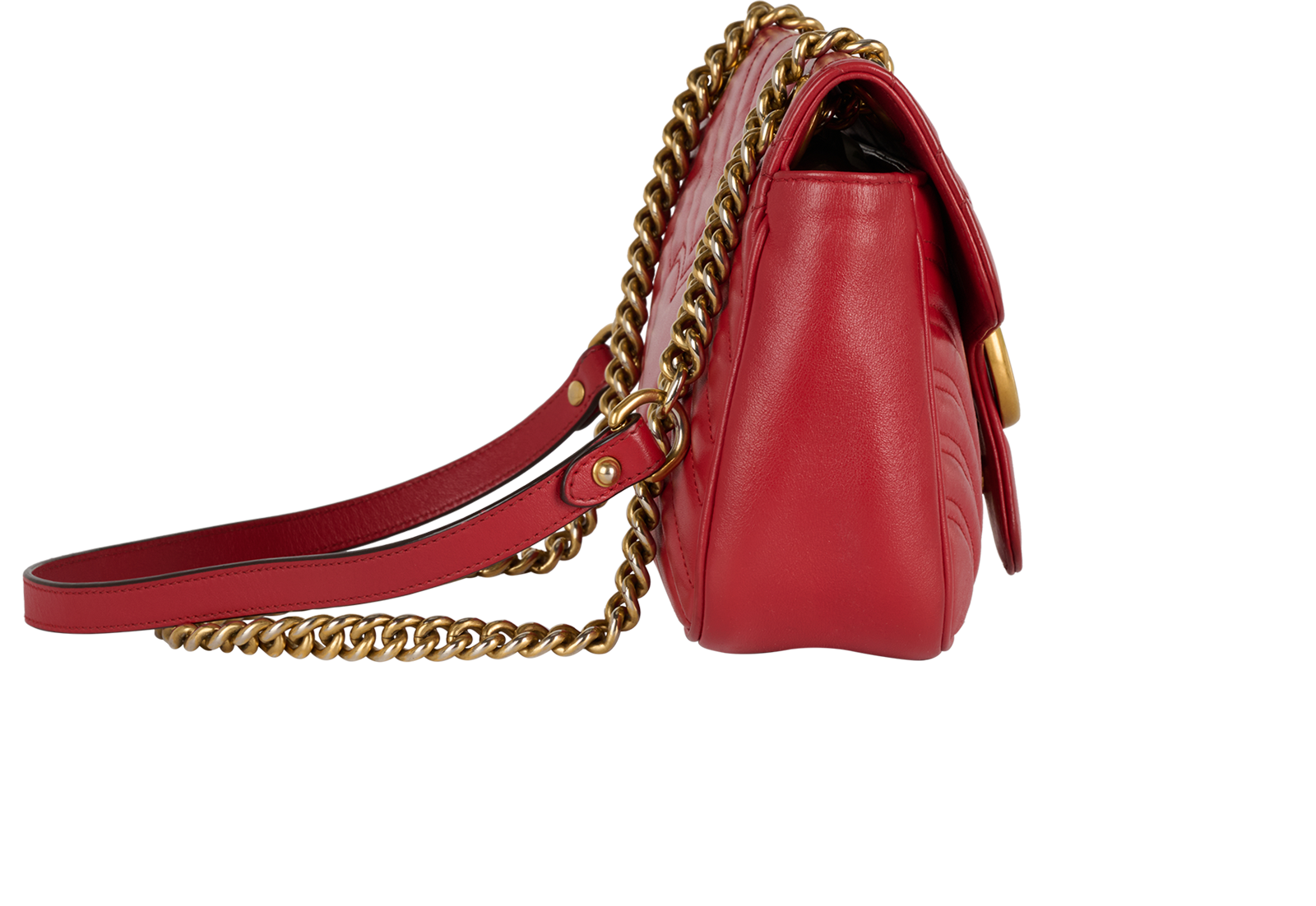Medium GG Marmont Shoulder Bag, &pound;550, Handbags, Red, Leather, Side view